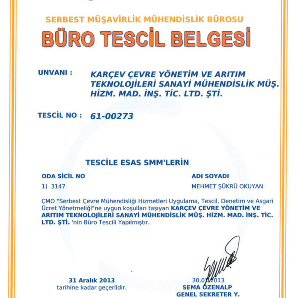 Büro Tescil Belgesi