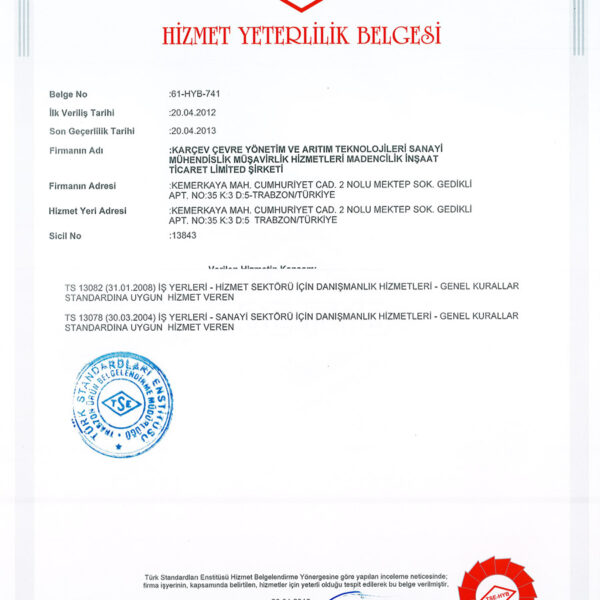 Hizmet Yeterlik Belgesi